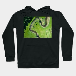 Aerial view of canoes on Rospuda river on a sunny day Hoodie